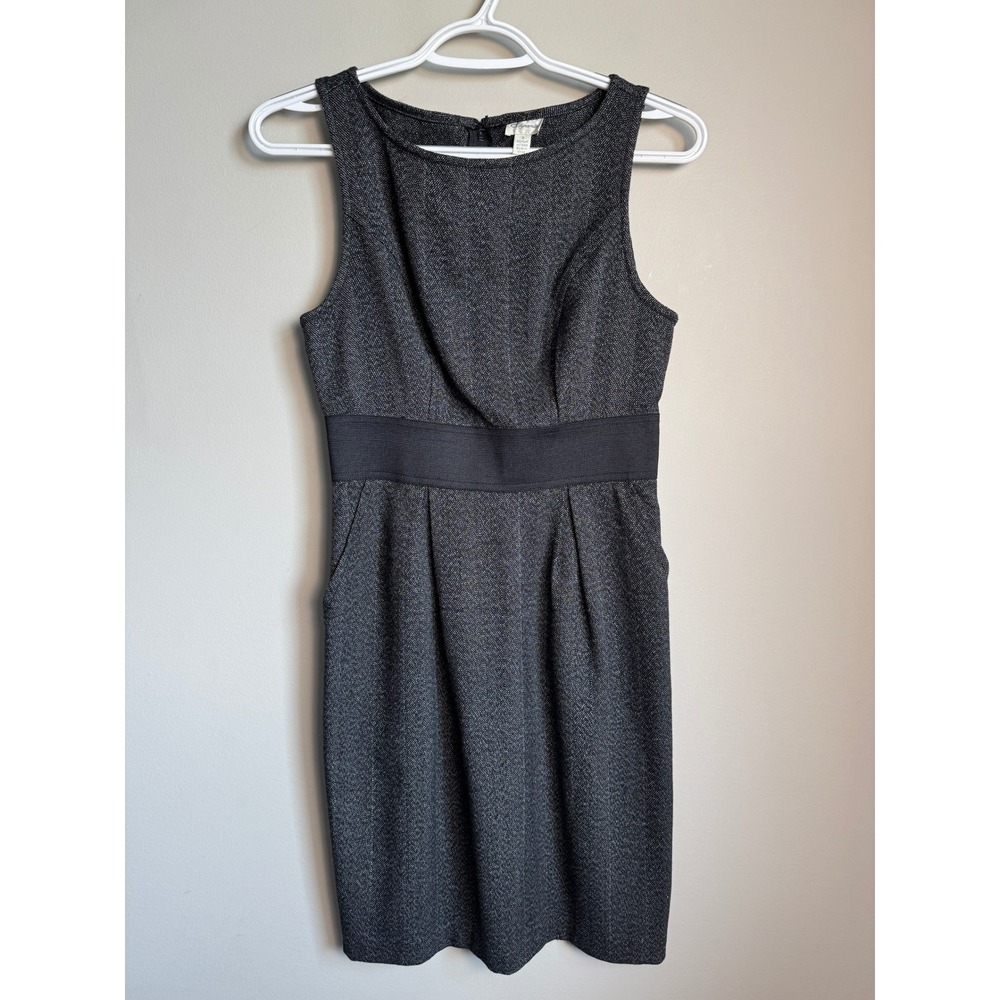 Dynamite Women Charcoal Black Herringbone Sheath Dress 3 Career Professional Y2K